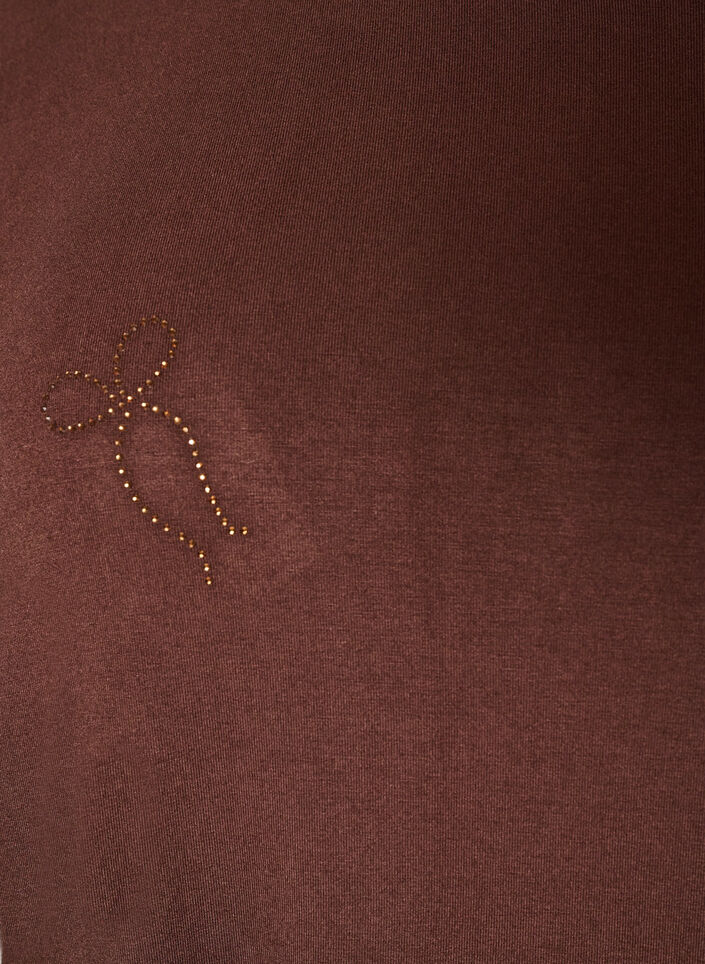 Viscose T-shirt met strassteentjes, Bruin, Packshot image number 2