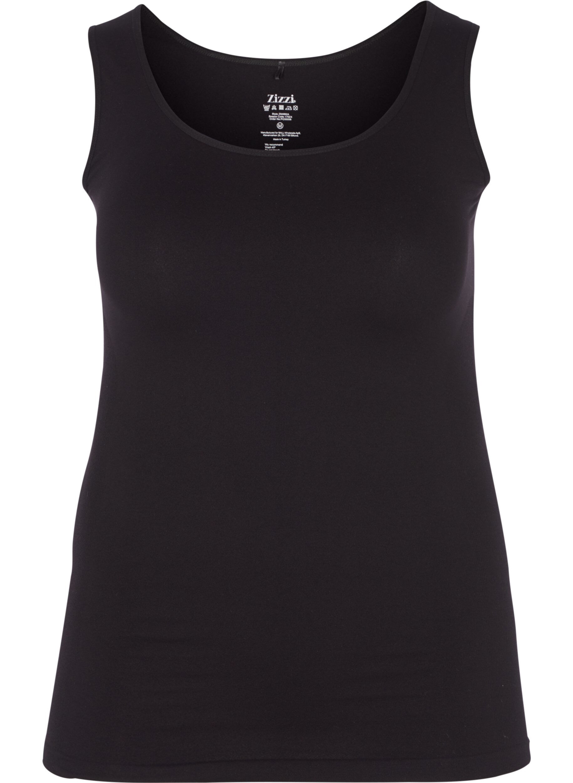 Zizzi Naadloze basic tank top, Zwart, Packshot image number 0