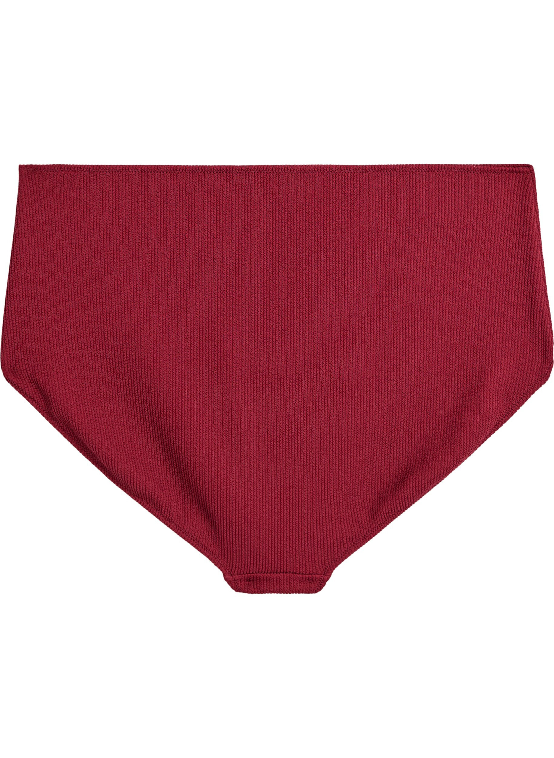 Zizzi Bikinibroekje met hoge taille en textuur, Rood, Packshot image number 1