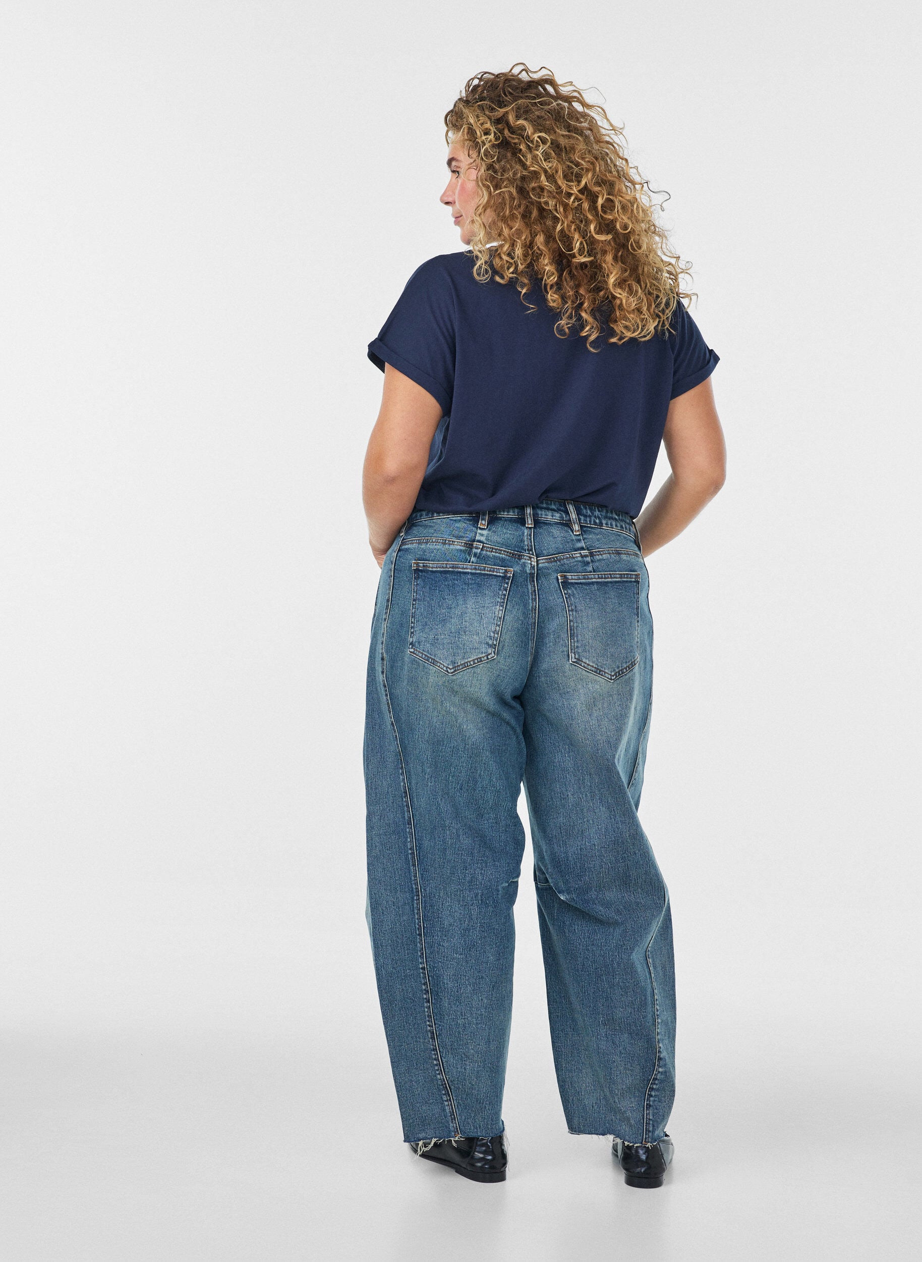 ZizziT-shirt met korte mouwen van katoenmix, Blauw, Model image number 2