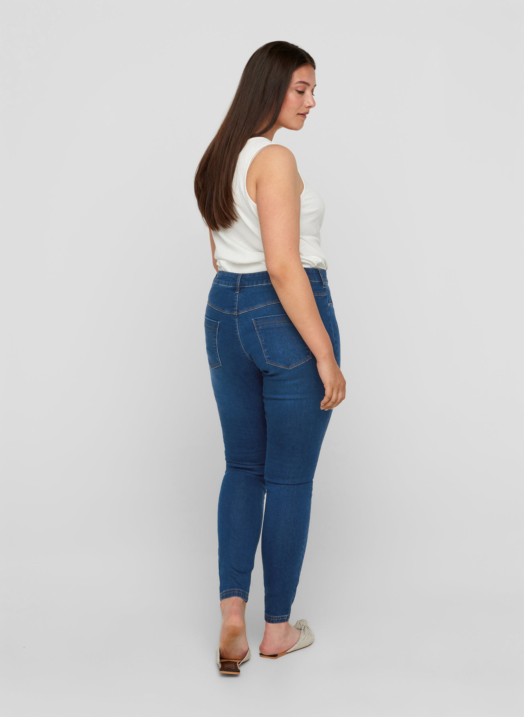 Zizzi Jeggings in katoenmix, Blue denim, Model image number 1