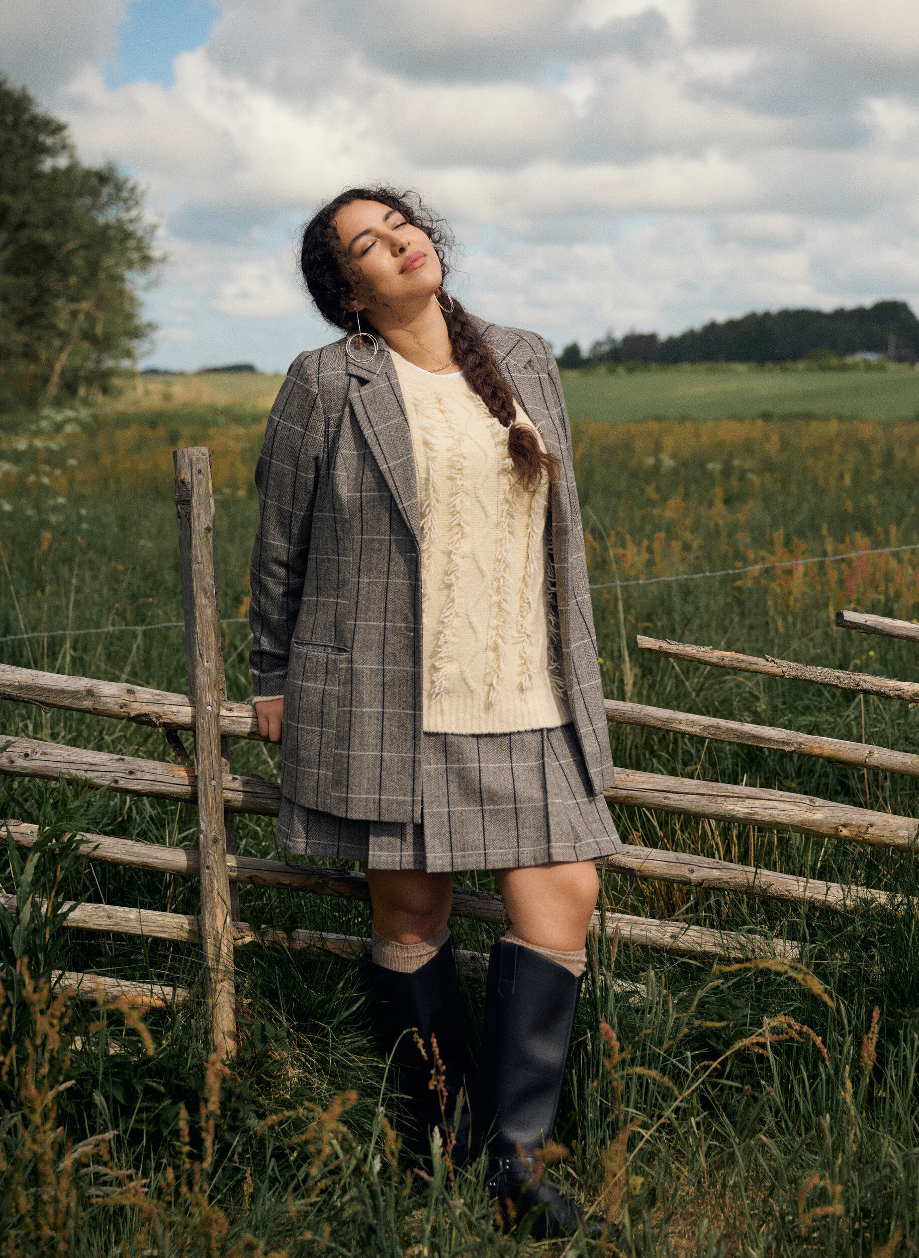 Zizzi Geruite rok, Bruin, Image image number 0