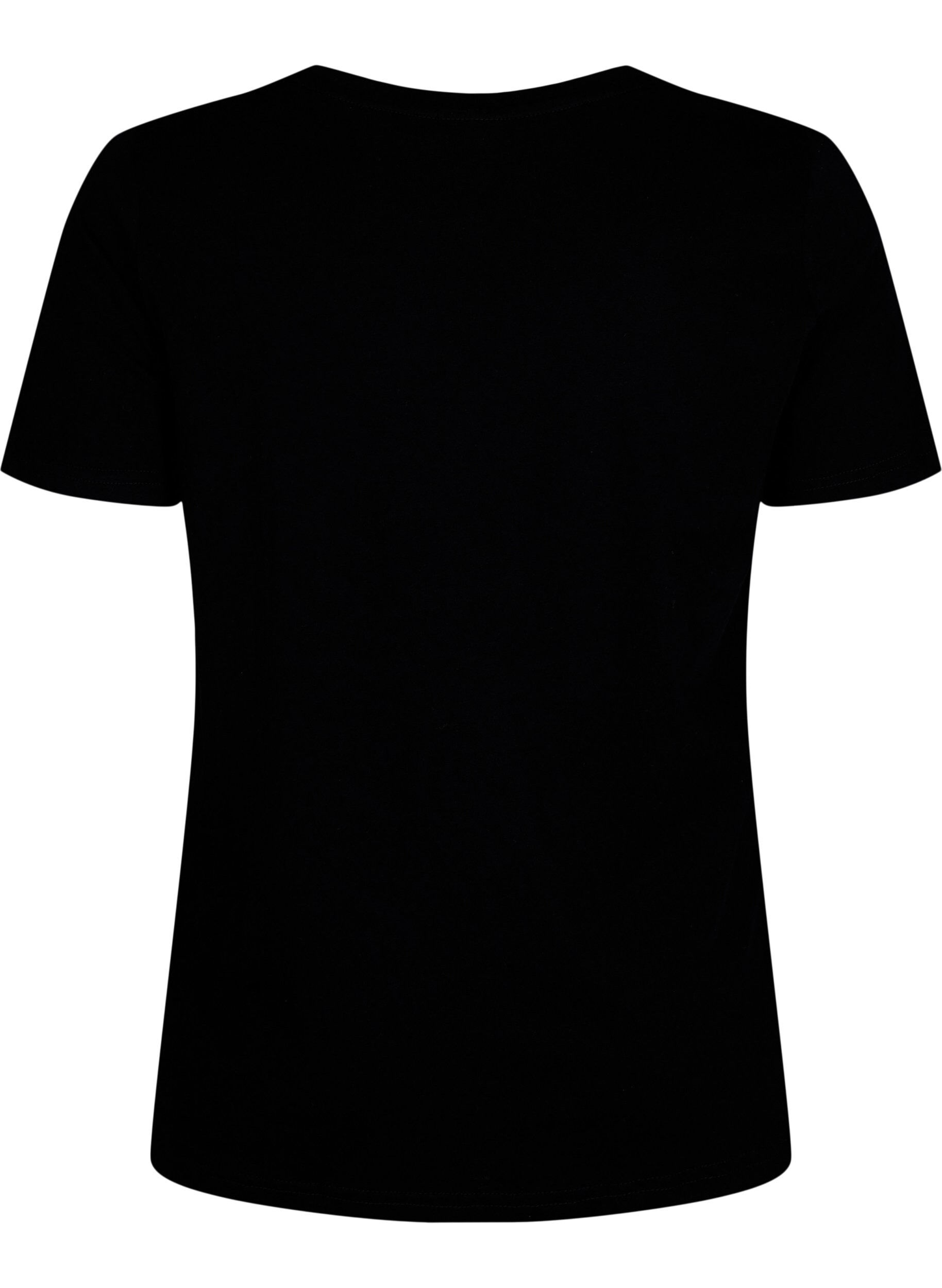 Zizzi Katoenen T-shirt met ronde hals en print, Black W. Heart L., Packshot image number 1