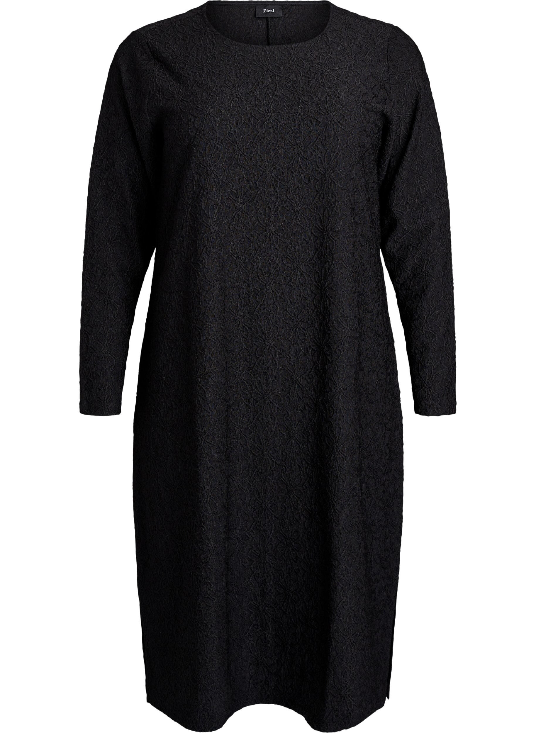 Gebloemde textuurjurk met lange mouwen