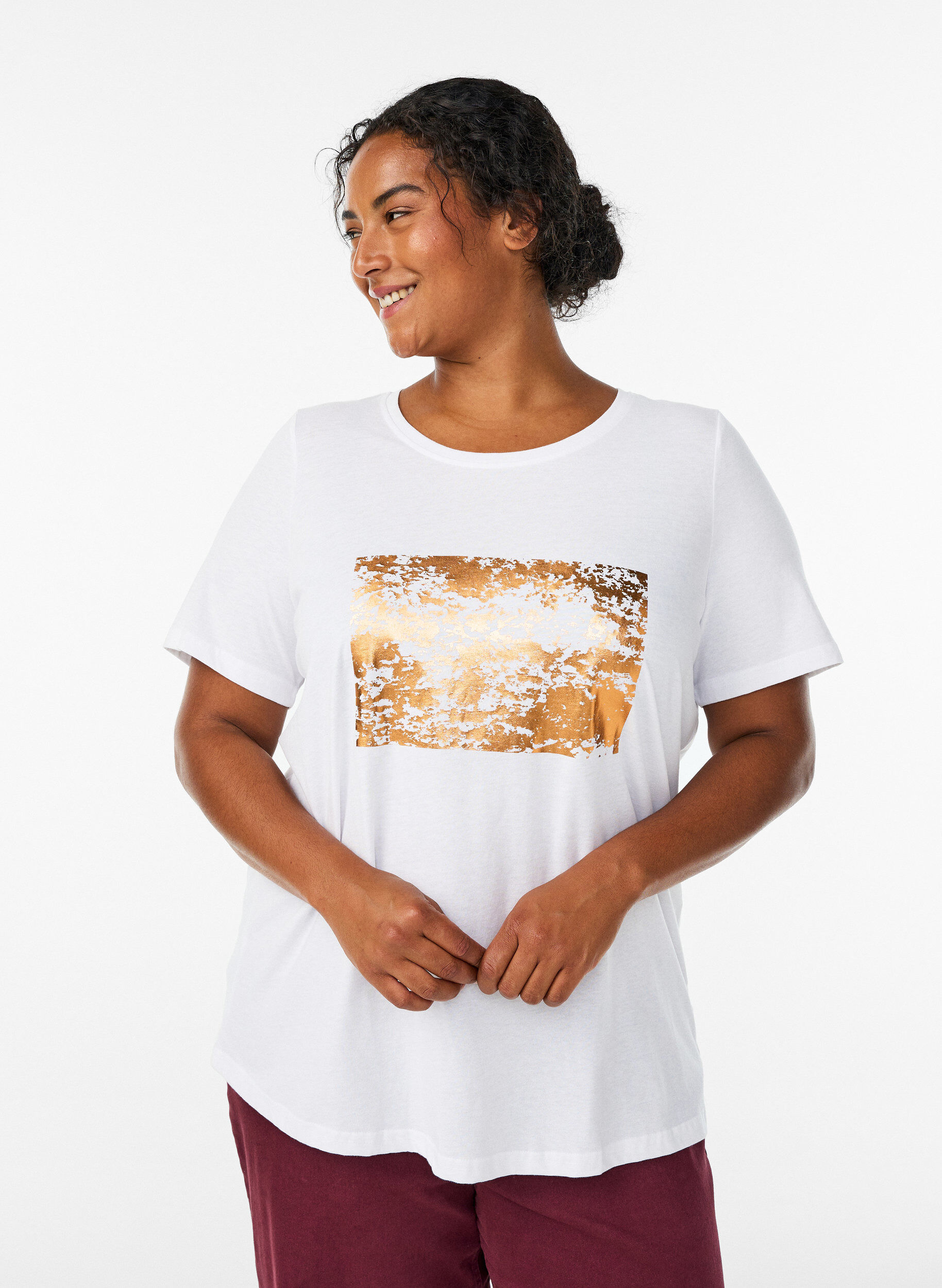 Zizzi FLASH - T-shirt met print, Wit, Model image number 0