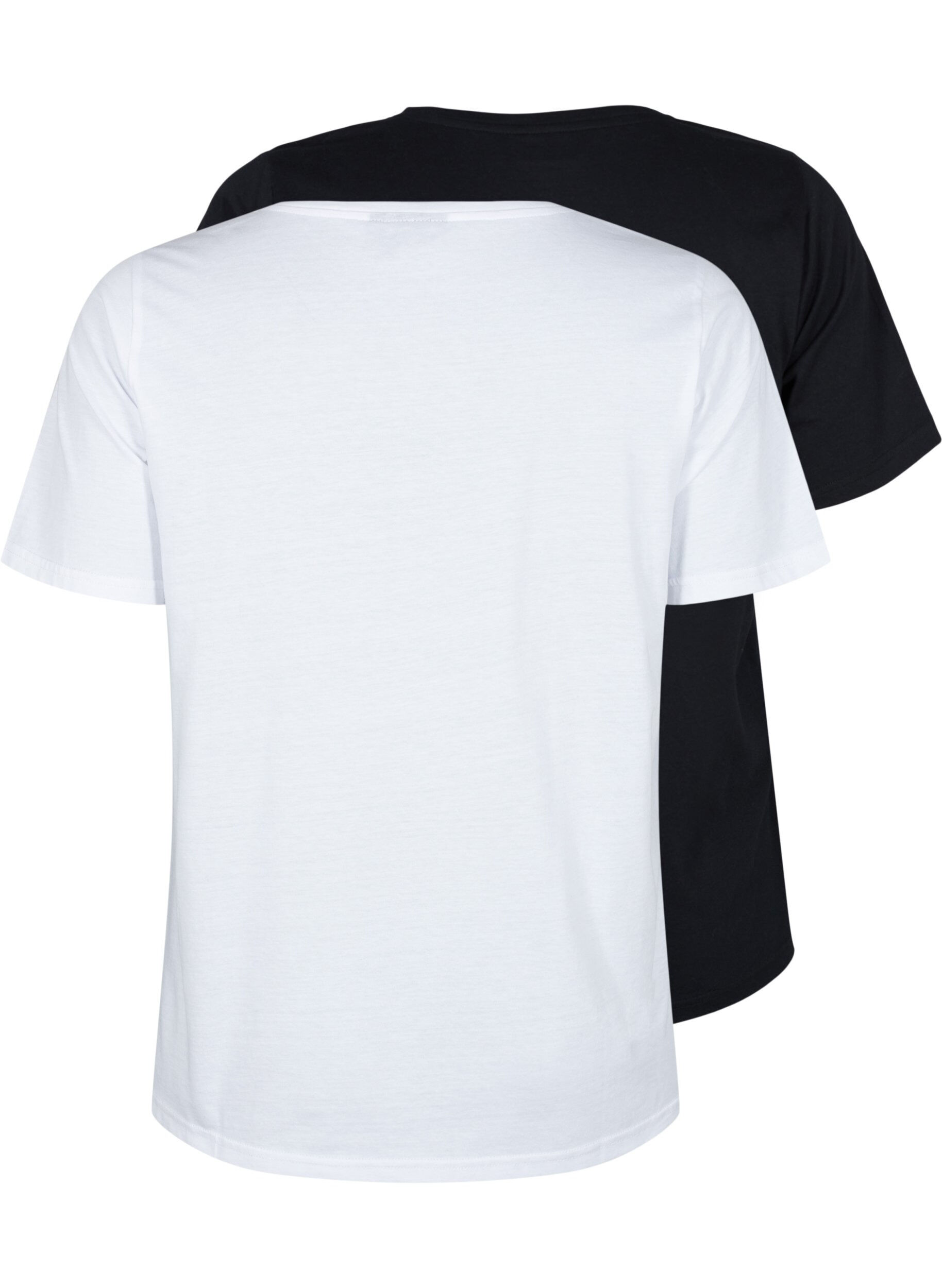Zizzi 	 FLASH - 2-pack v-hals t-shirts, White/Black, Packshot image number 1