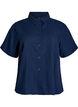 Shirt met korte mouwen in linnen en viscose, Blauw, Packshot image number 0