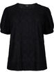 Blouse met korte mouwen en patroon met kant, Black, Packshot image number 0