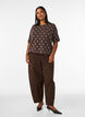 Gebreide blouse met korte mouwen en stippen, Bruin, Model image number 1