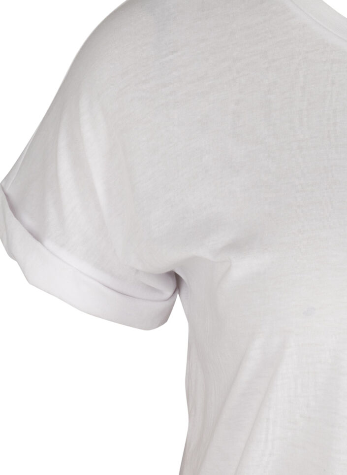 T-shirt met mix van katoen, Bright White, Packshot image number 2
