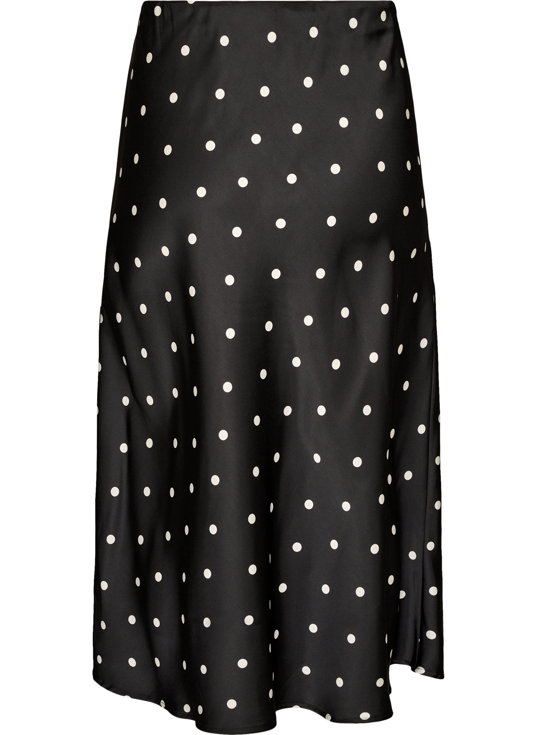 ZizziSatijnen midi rok, Zwart, Packshot image number 1