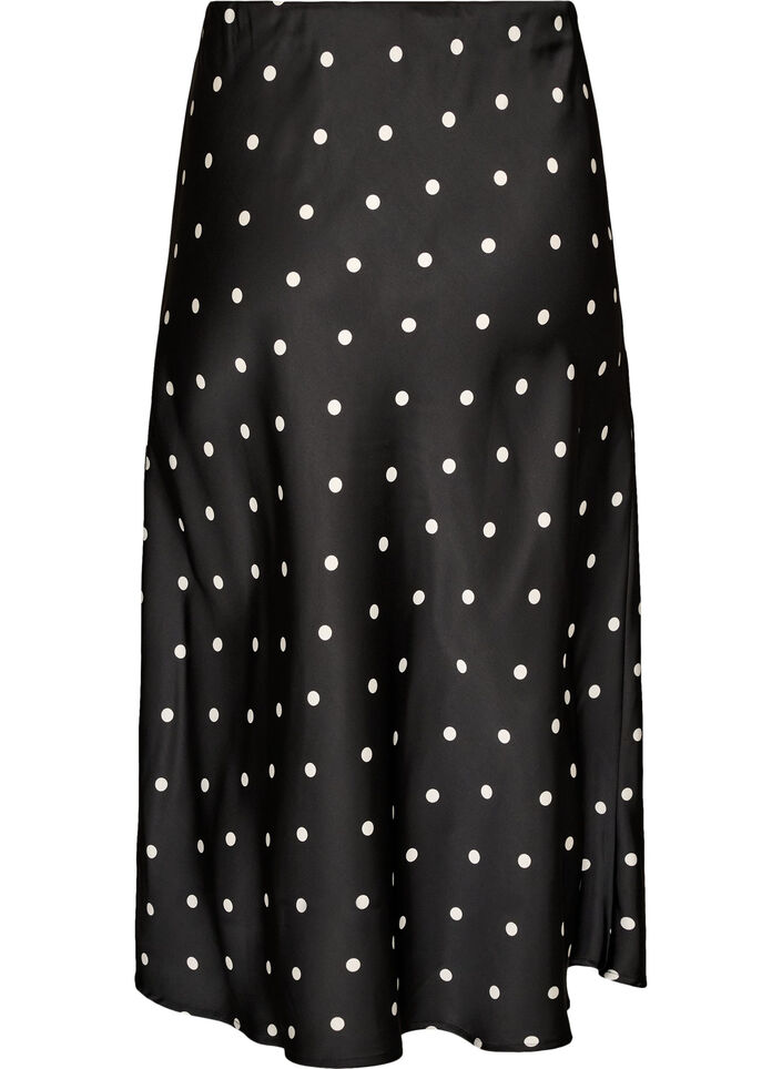 Satijnen midi rok, Zwart, Packshot image number 1