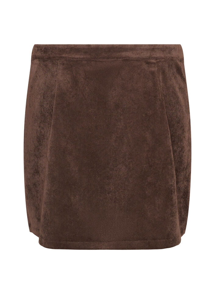 Korte corduroy rok met drukknopen, Bruin, Packshot image number 1