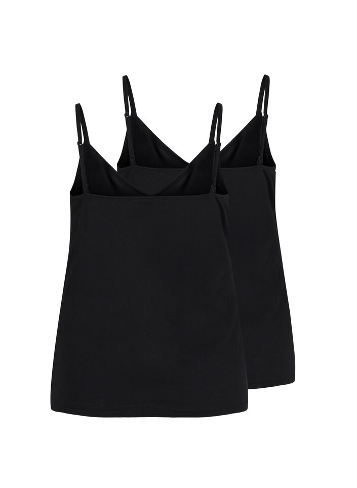 Set van 2 basic tops in katoen, Black/Black, Packshot image number 1