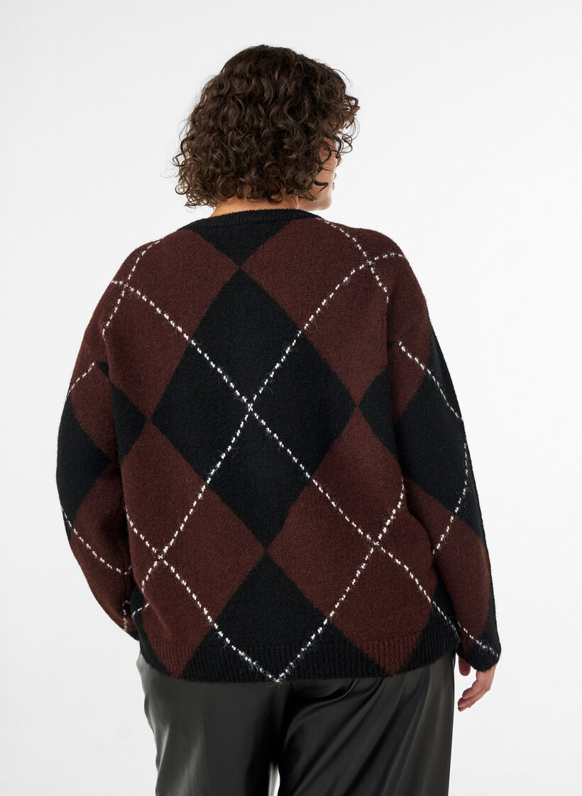 Vest met argylepatroon, Zwart, Model image number 2