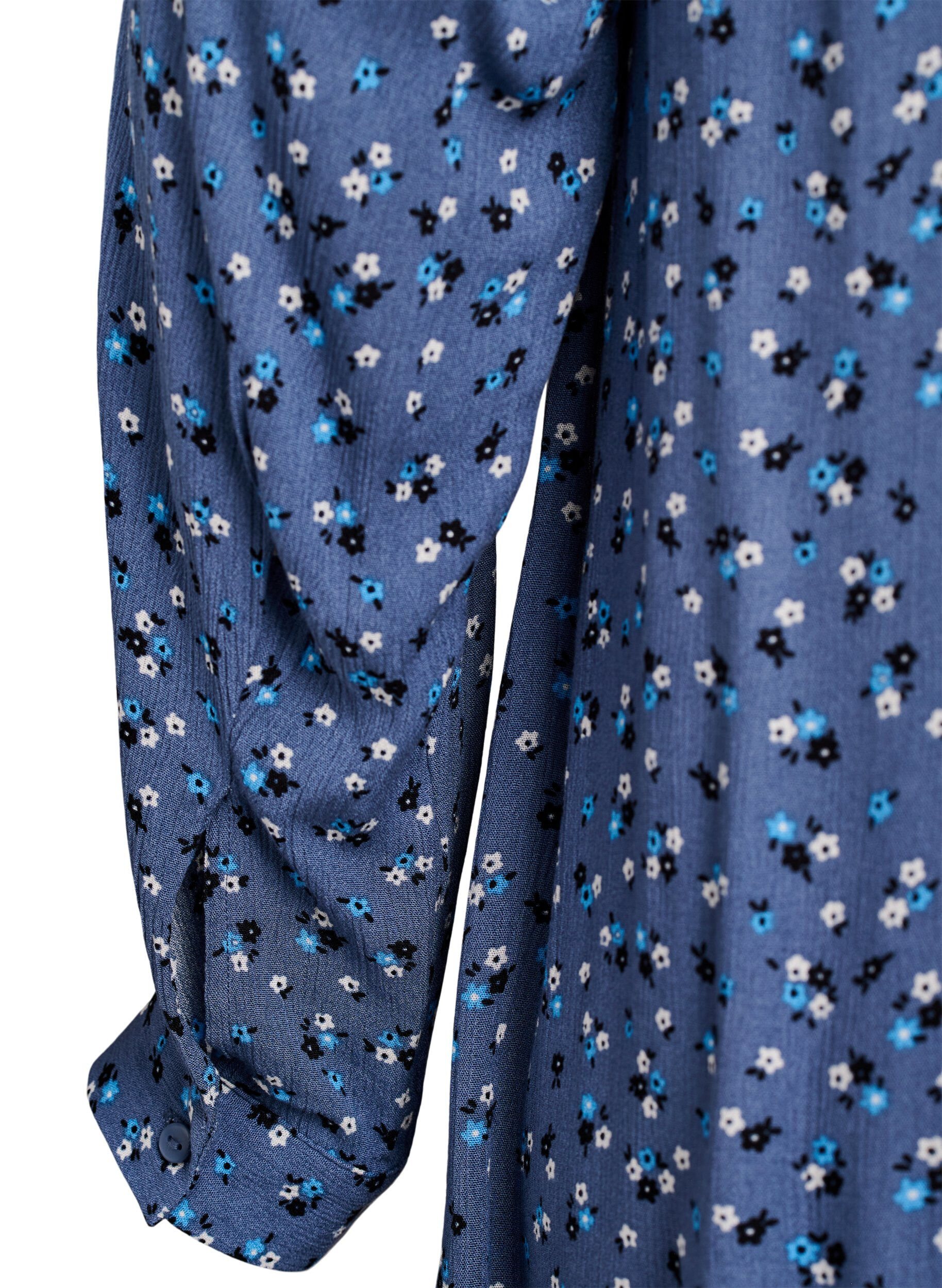 Zizzi Lange blouse met bloemenprint, Blauw, Packshot image number 3