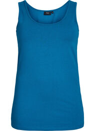 Effen basic top in katoen, Blauw