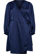 Korte satijnen jurk met wikkeldesign, Blauw, Packshot image number 0