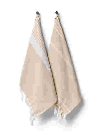 2-pack gestreepte handdoek met franjes