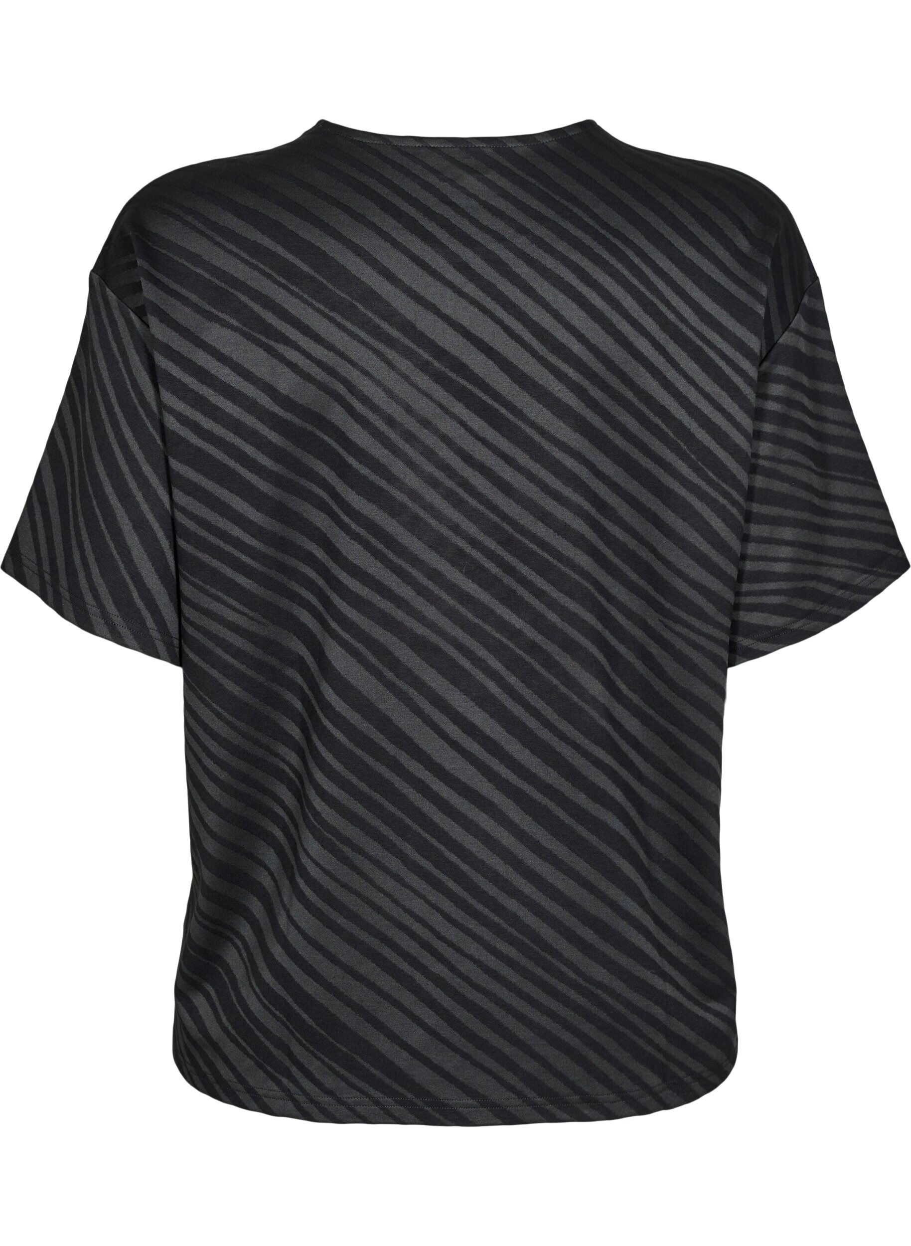 Zizzi Oversized blouse met patroon, Zwart, Packshot image number 1