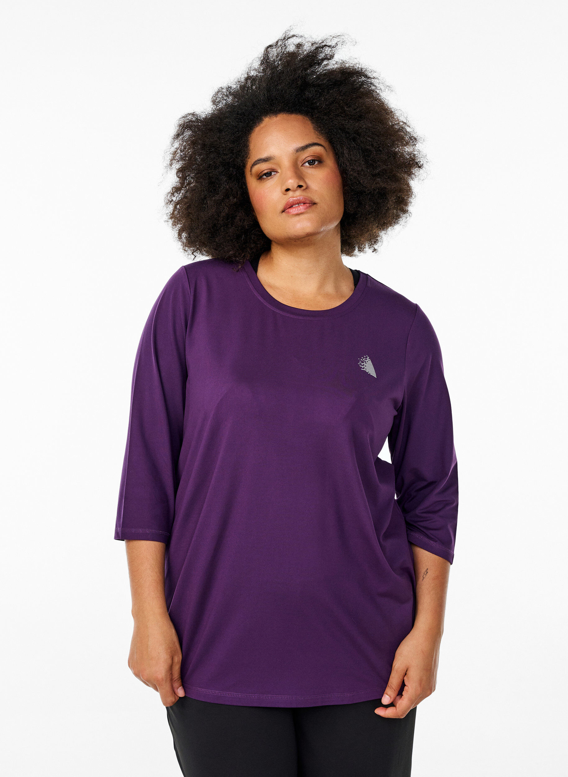 Training blouse met 3/4 mouwen, Paars, Model