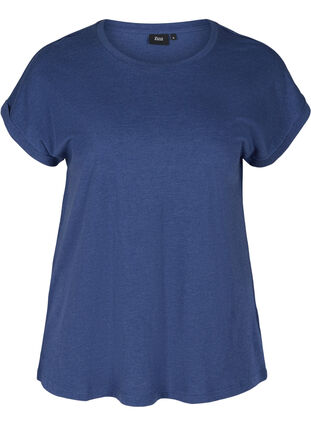 T-shirt met mix van katoen, Twilight Blue Mel., Packshot image number 0