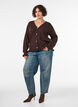 Cardigan met harlekijnpatroon en V-hals, Bruin, Model image number 1