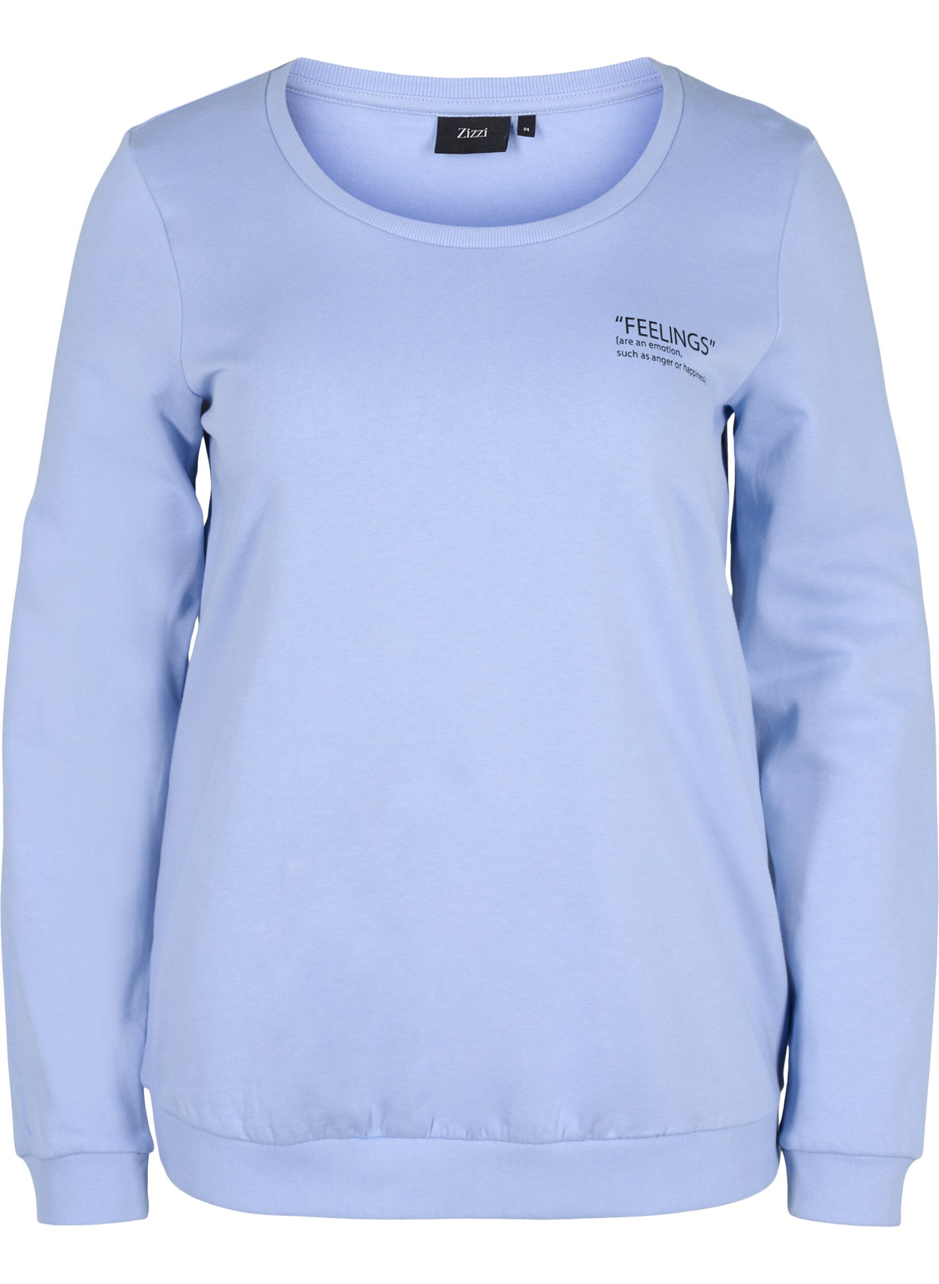 Zizzi Katoenen sweatshirt met tekstprint, Blue Heron, Packshot image number 0