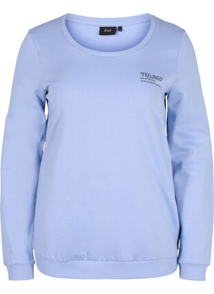 Katoenen sweatshirt met tekstprint, Blue Heron, Packshot image number 0