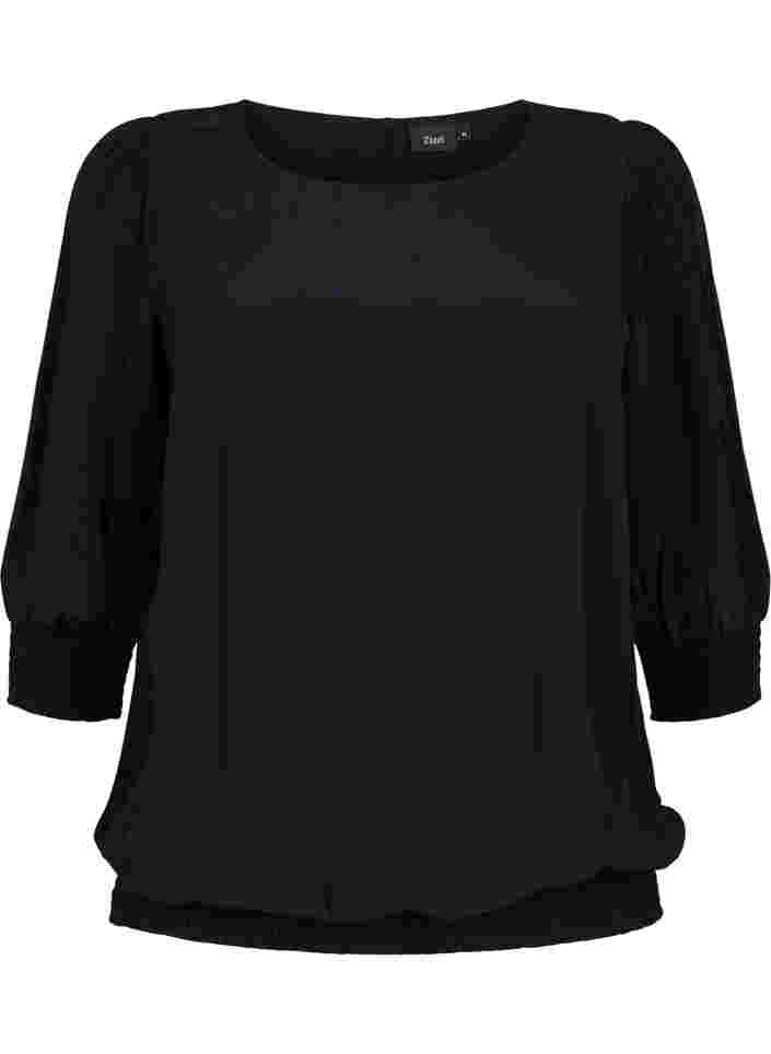 Effen viscose blouse met balloneffect, Black, Packshot image number 0