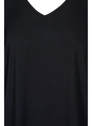 Viscose jurk met v-hals , Black, Packshot image number 2