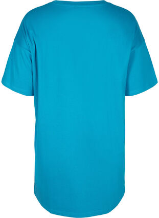Lang t-shirt met korte mouwen in katoen, Fjord Blue, Packshot image number 1