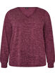 Jersey blouse met V-hals en lange mouwen, Donker Bordeaux, Packshot image number 0