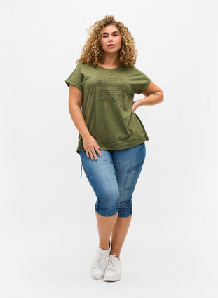 T-shirt met opdruk in biokatoen, Four Leaf CloverText, Model image number 2
