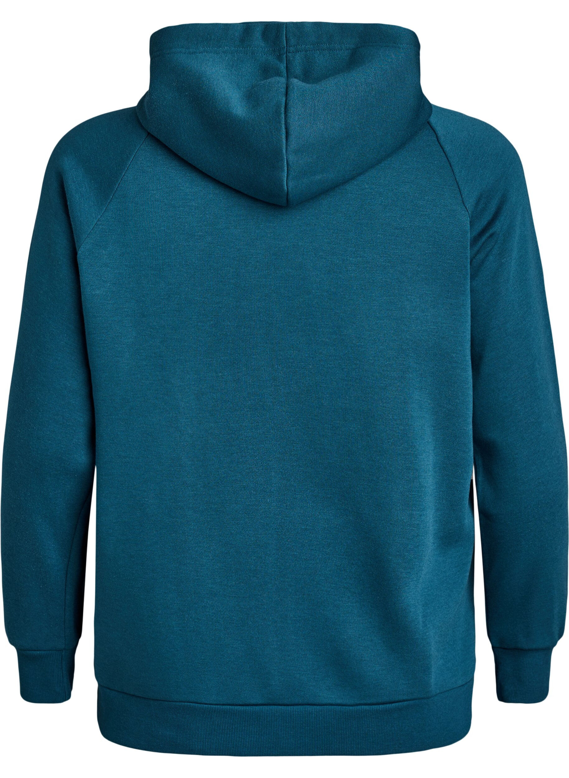 Zizzi Hoodie met geborduurd frontmotief, Groen, Packshot image number 1