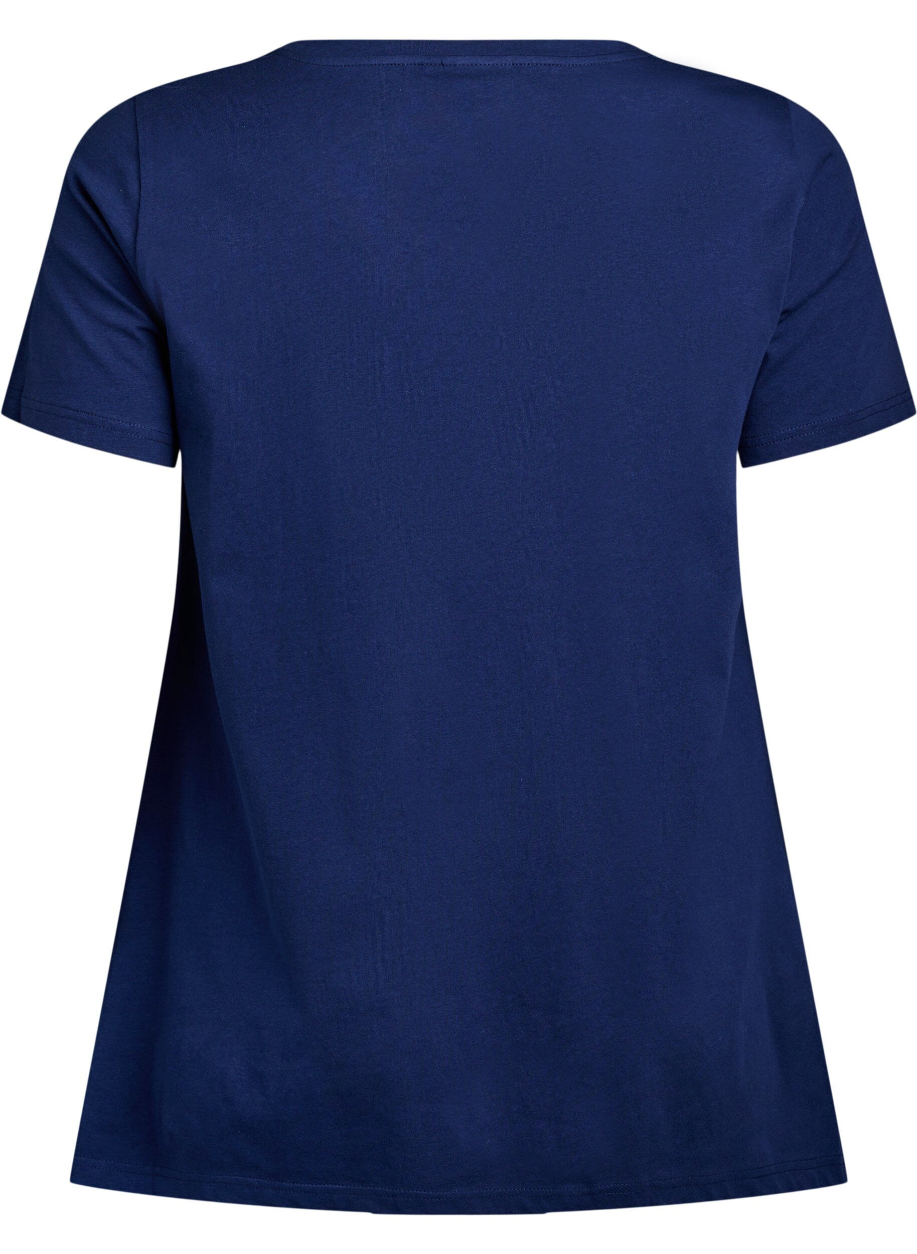 Zizzi T-shirt met ronde hals en A-lijn vorm, Blauw, Packshot image number 1
