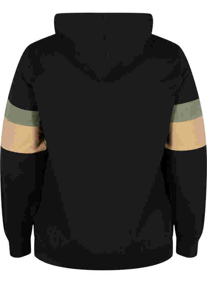 Sweatshirt met capuchon en trackdetails, Black/Camel, Packshot image number 1