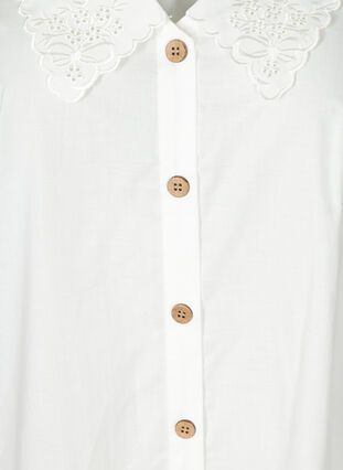 Katoenen blouse jurk met ballonmouwen, Bright White, Packshot image number 2