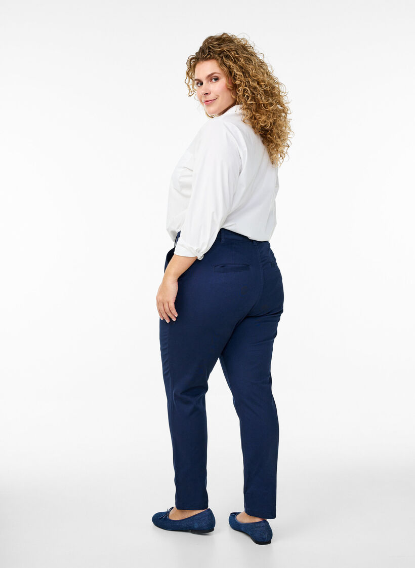 Katoenen chino's, Blauw, Model image number 1