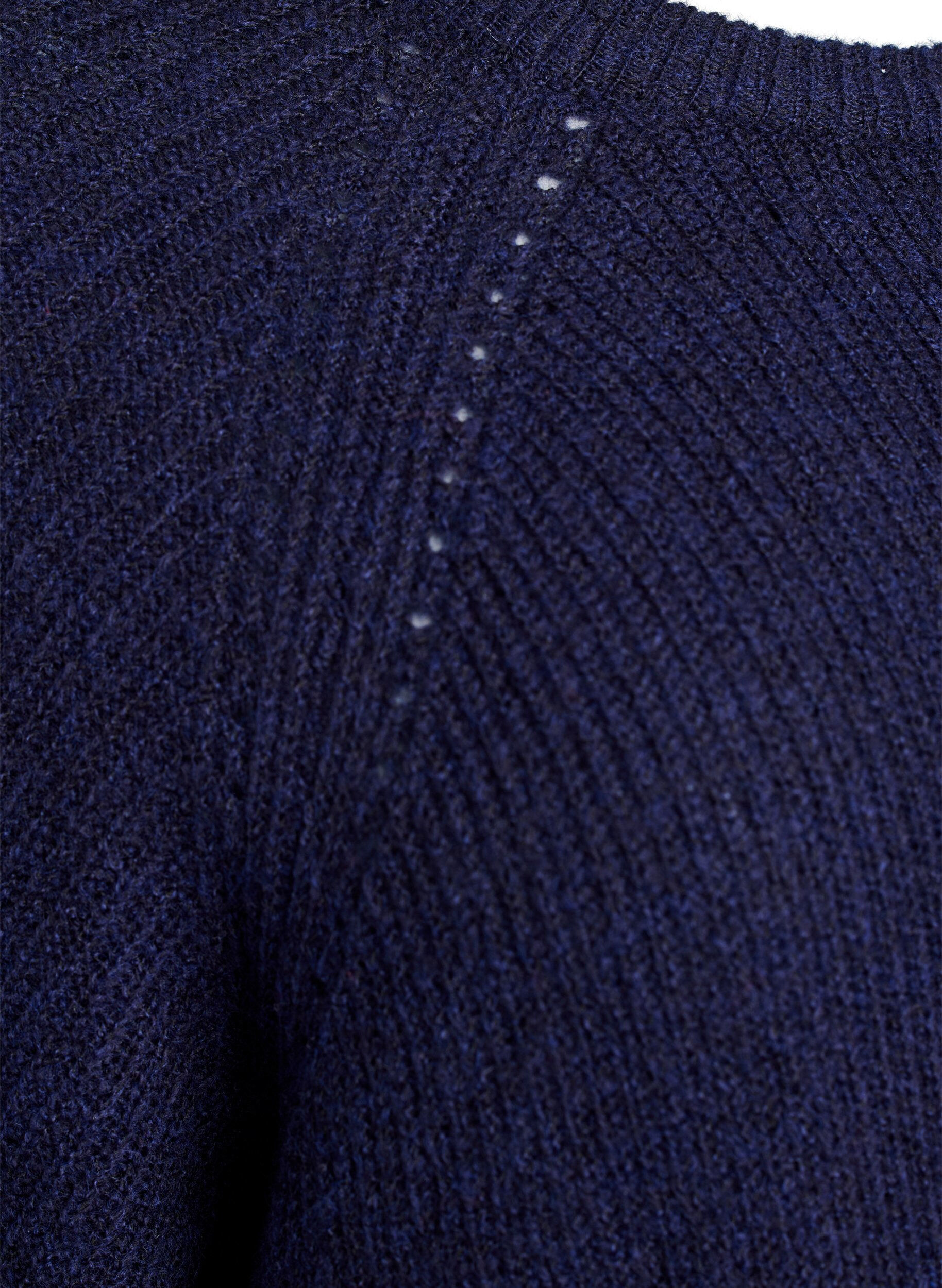 ZizziGeribde trui met 3/4 mouwen, Blauw, Packshot image number 3