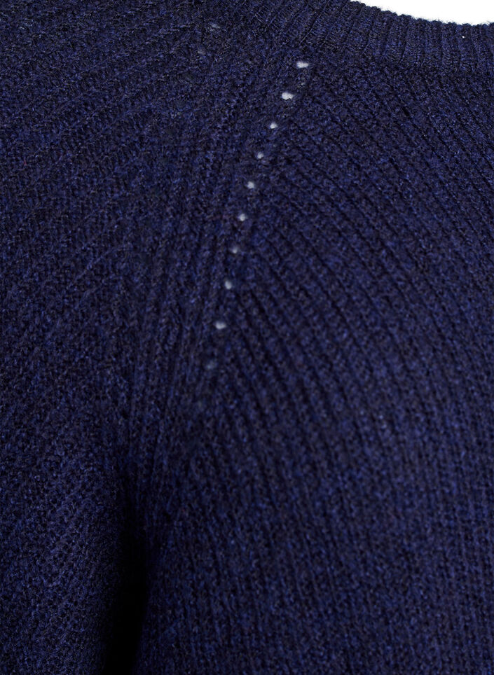 Geribde trui met 3/4 mouwen, Blauw, Packshot image number 3