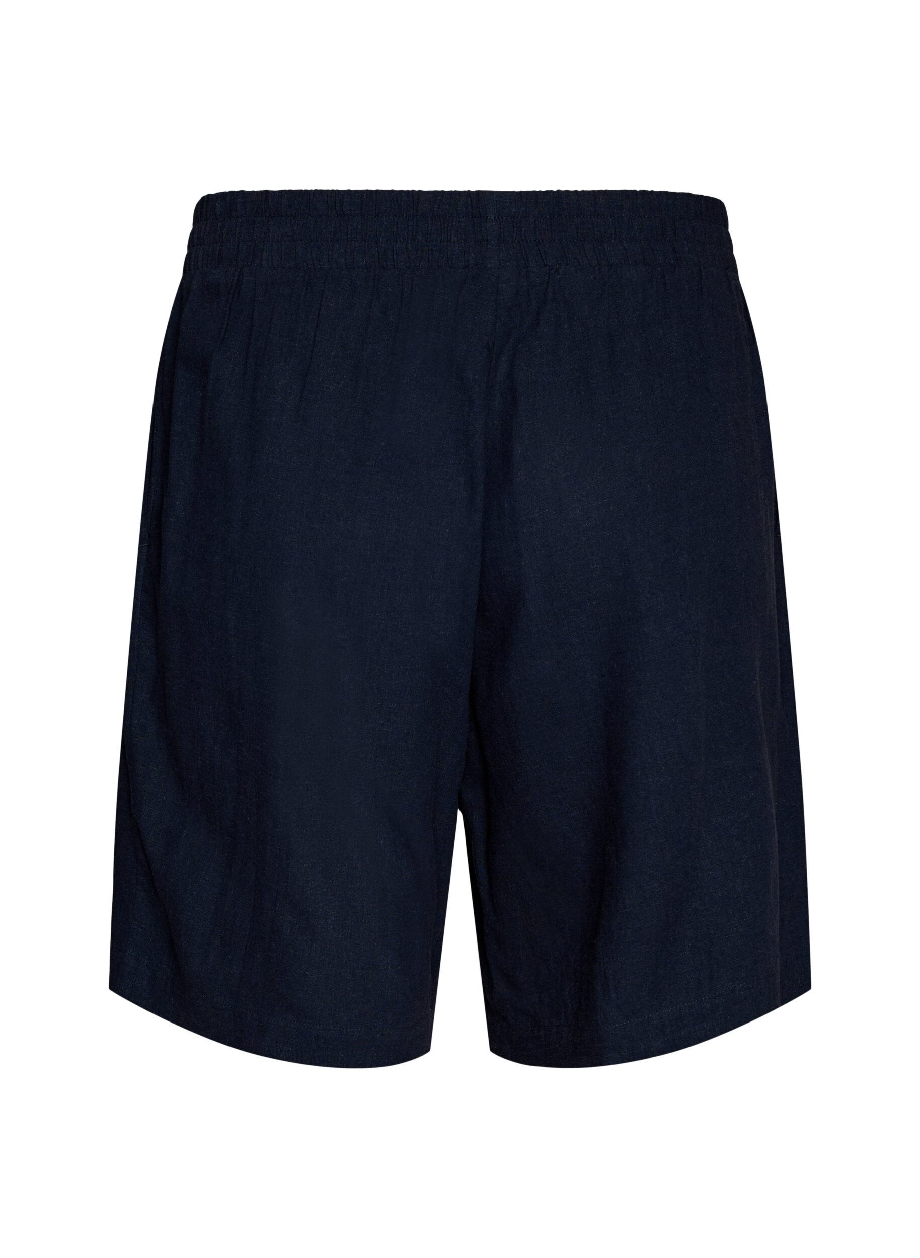 Zizzi Shorts met hoge taille in linnen en viscose, Blauw, Packshot image number 1