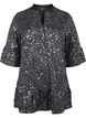 Paillettenjurk met V-hals en 3/4 mouwen, Black w. Sequins, Packshot image number 0