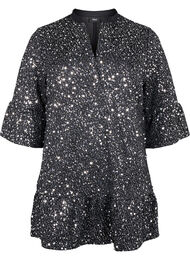 Paillettenjurk met V-hals en 3/4 mouwen, Black w. Sequins