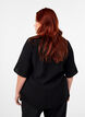 Blouse van viscose met v-hals en borduursel, Zwart, Model image number 2
