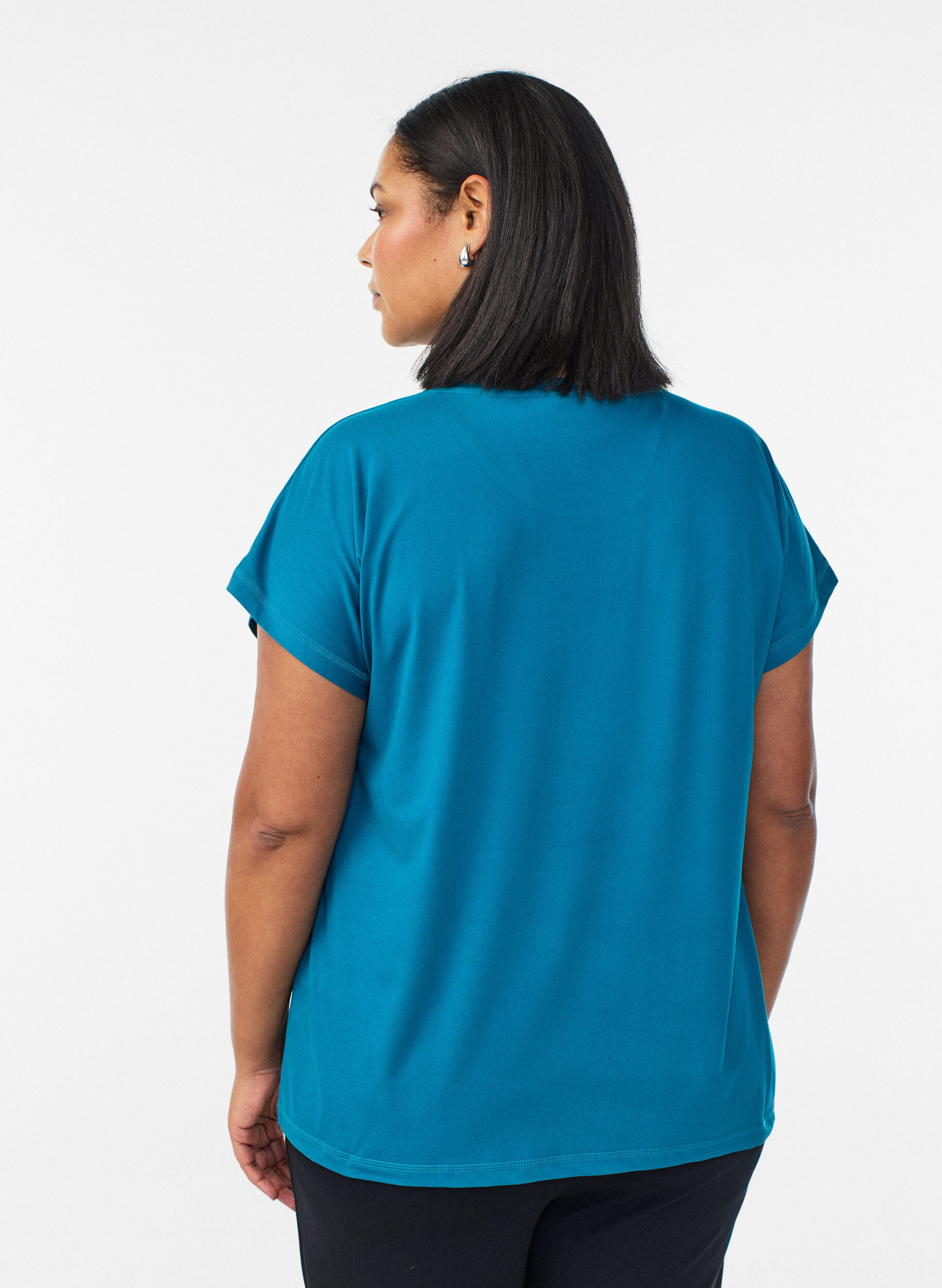 Zizzi Effen gekleurd trainingsshirt, Groen, Model image number 2