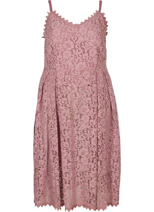 Mouwloos midi-jurk in kant, DARK ROSE, Packshot image number 0