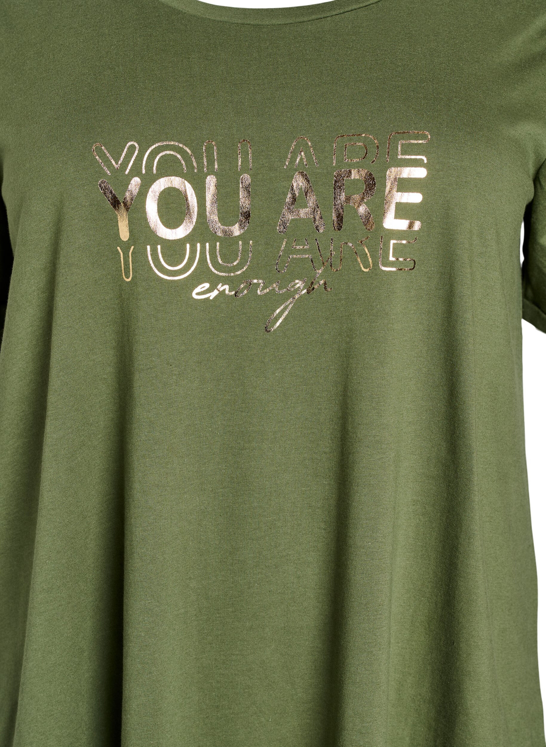 Zizzi Nachtjapon van biologisch katoen met korte mouwen, Groen, Packshot image number 2