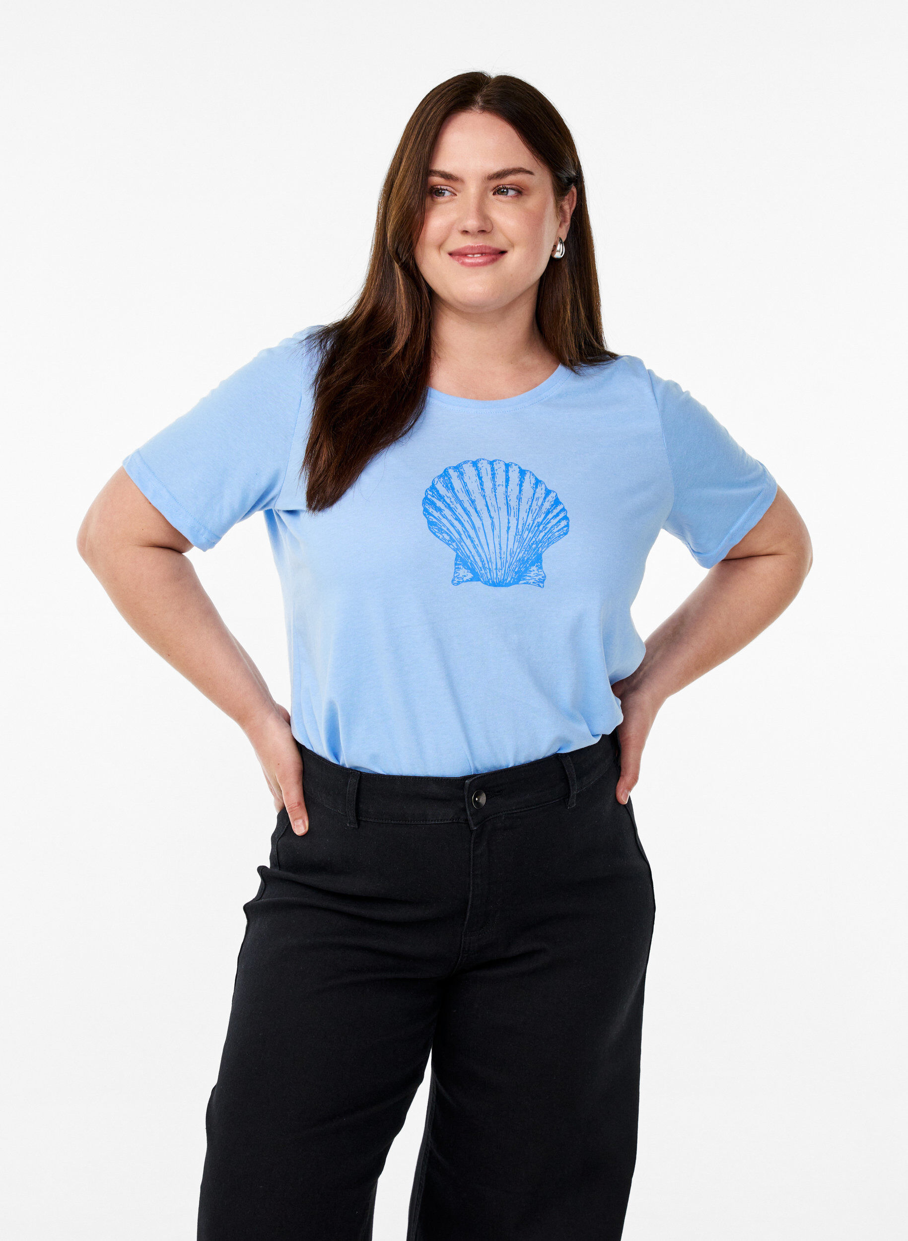 Zizzi FLASH - T-shirt met motief, Blauw, Model image number 0