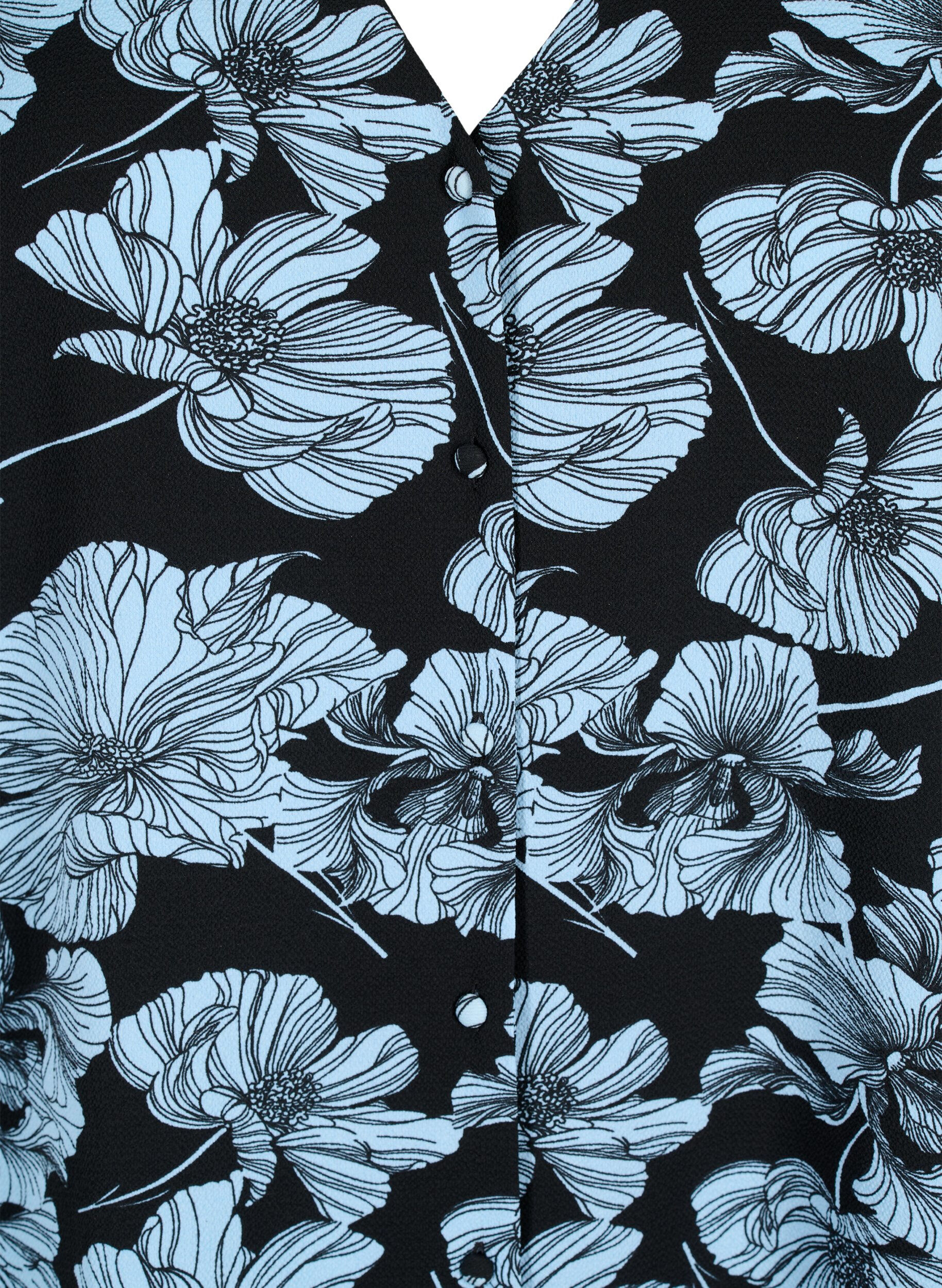 Zizzi Shirtblouse met V-hals en print, Black B. Flower AOP, Packshot image number 2